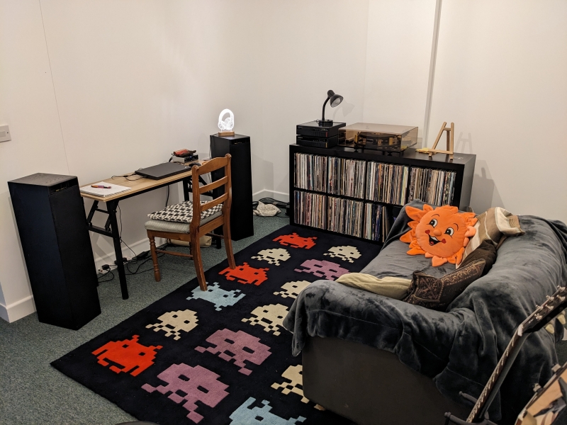Interior showing the studio with furniture in place.